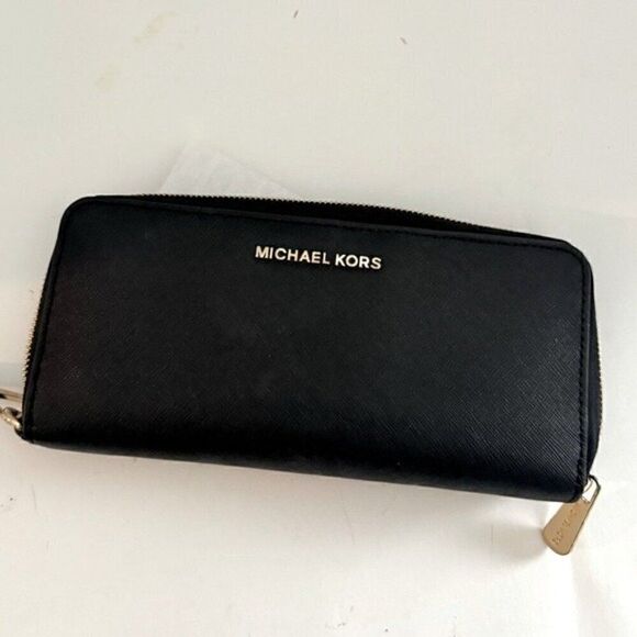 MICHAEL Kors Jet Set Travel Continental Wallet black bag New - Picture 14 of 14